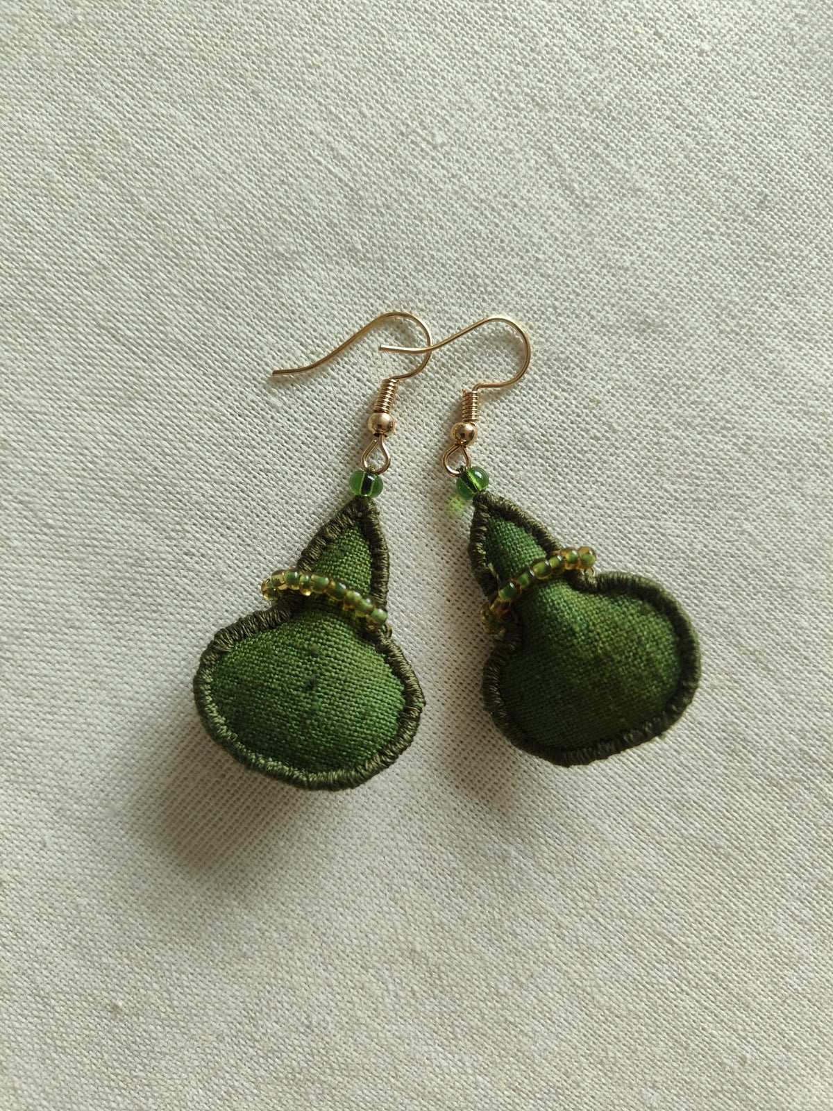 Handmade Fabric Earrings with Beaded Fringe