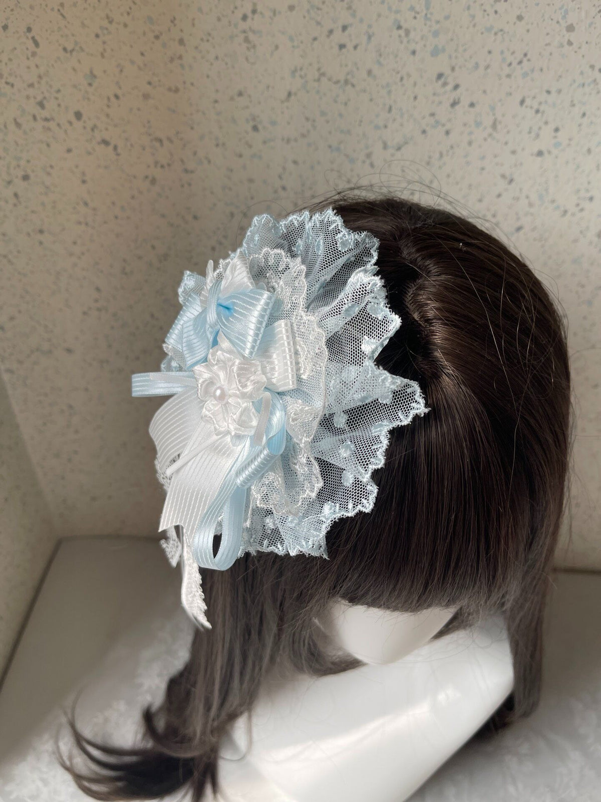Lolita Blue White Flower Headpiece Handmade
