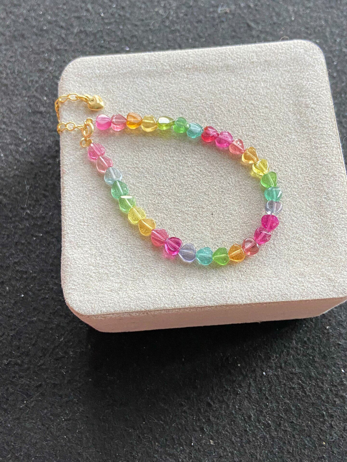 Tourmaline Heart Bead Bracelet Multicolor