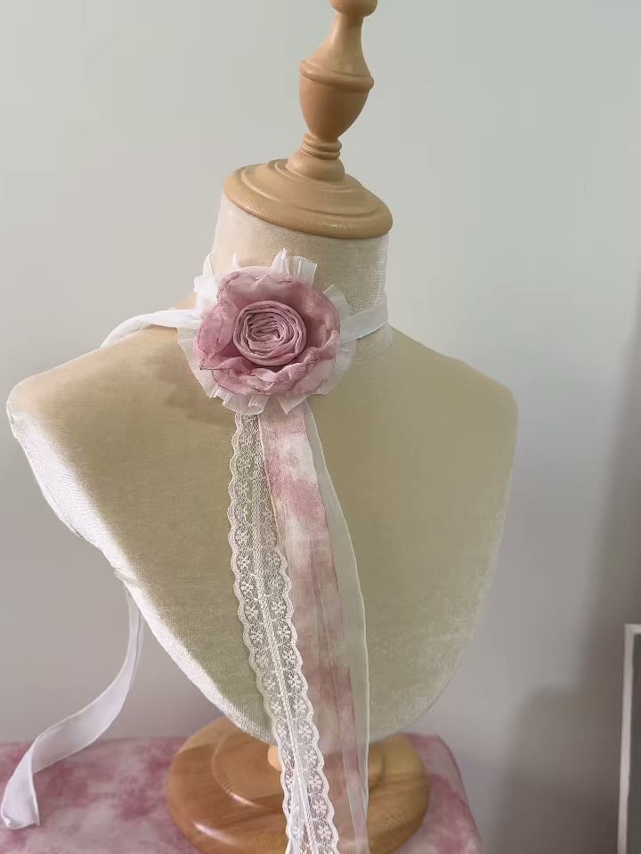 Handmade Tie Dye Rose Choker Necklace