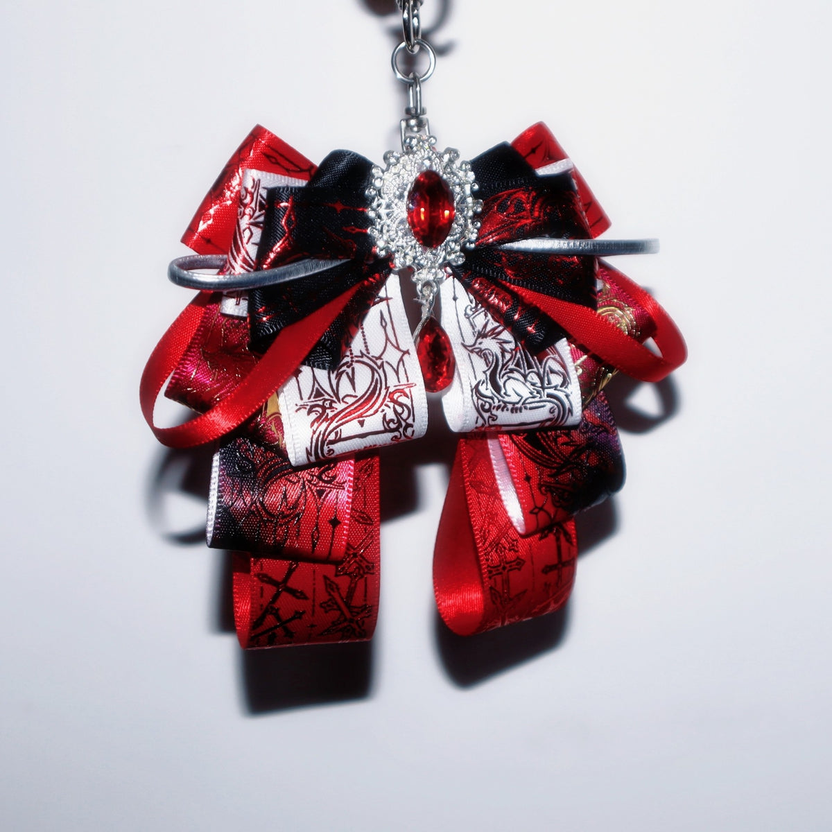 Red Black Bow Keychain Bag Charm