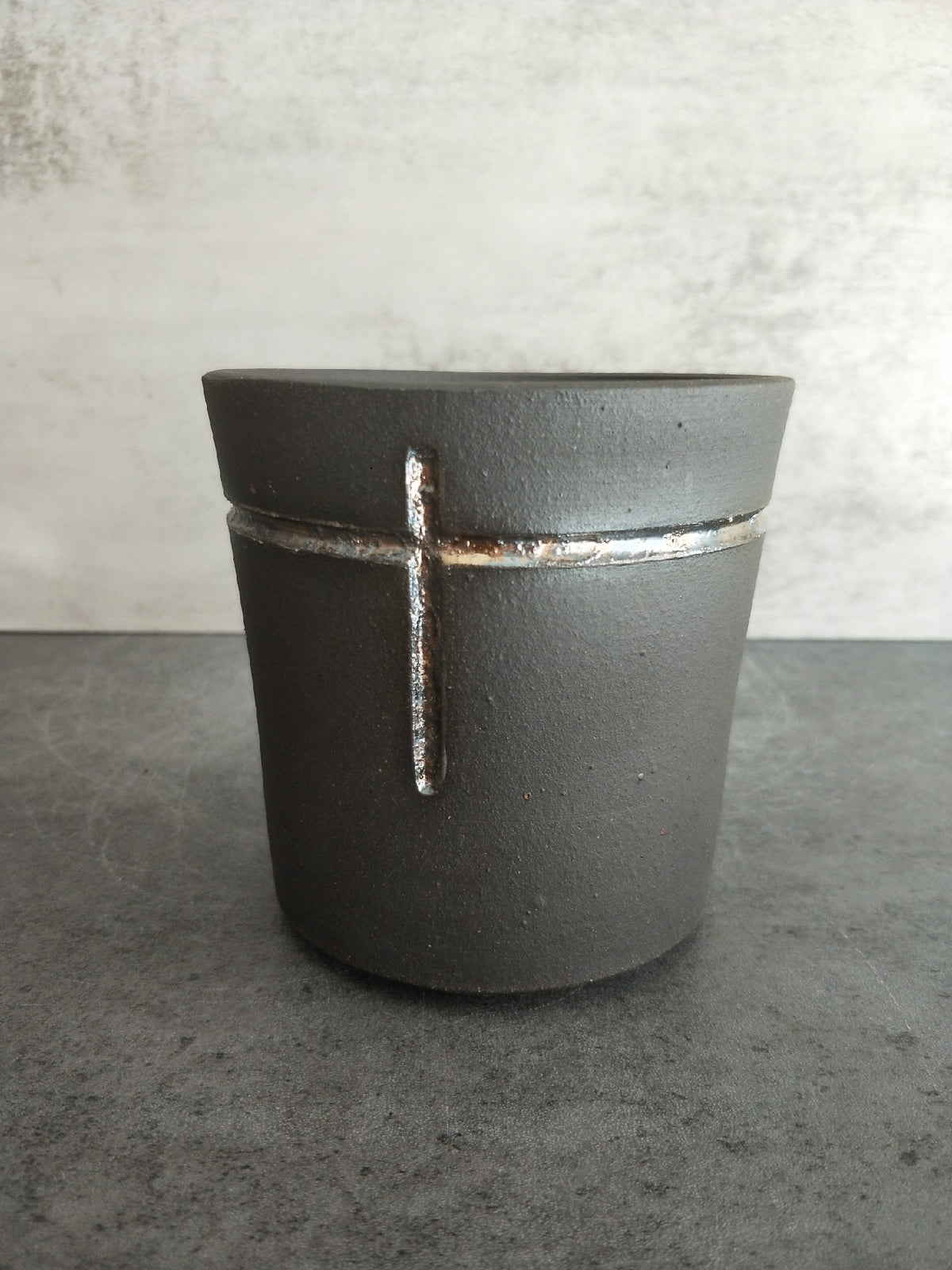 Handmade Ceramic Cup with Silver Inlay