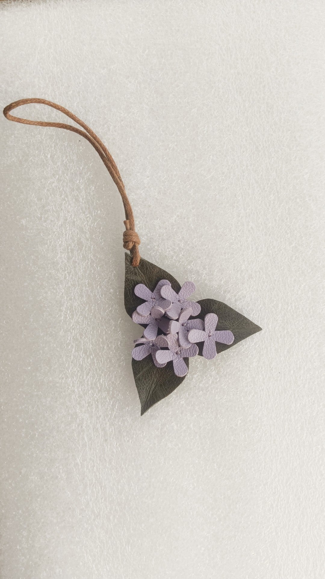 Genuine Leather Lilac Flower Hanging Charm