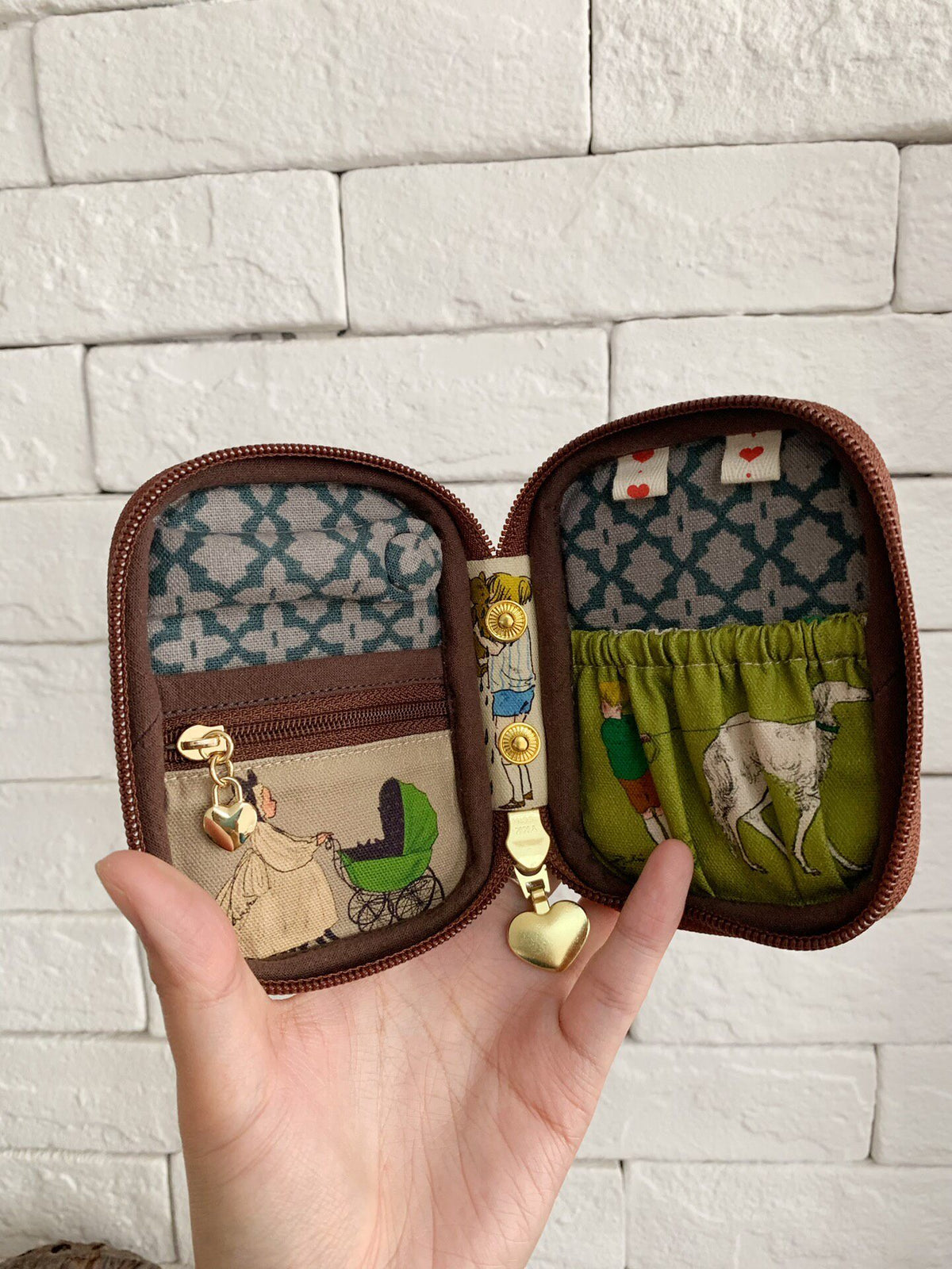 Circus Print Organizer Pouch with Zipper