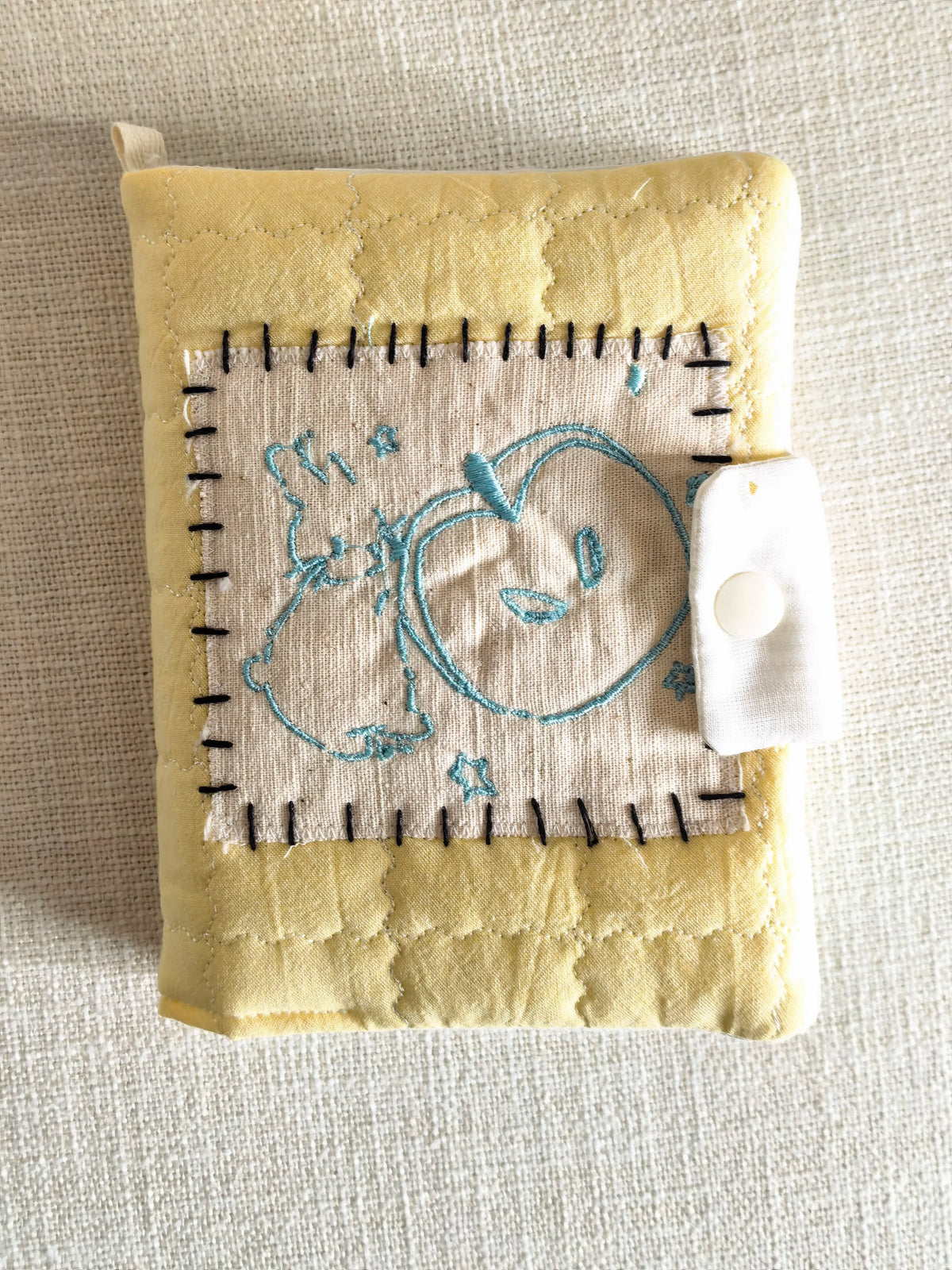 Quilted Cotton A6 Notebook Cover with Rabbit Applique