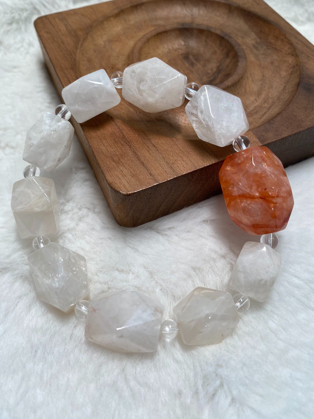 Snowflake Phantom Glue Flower Quartz Bracelet