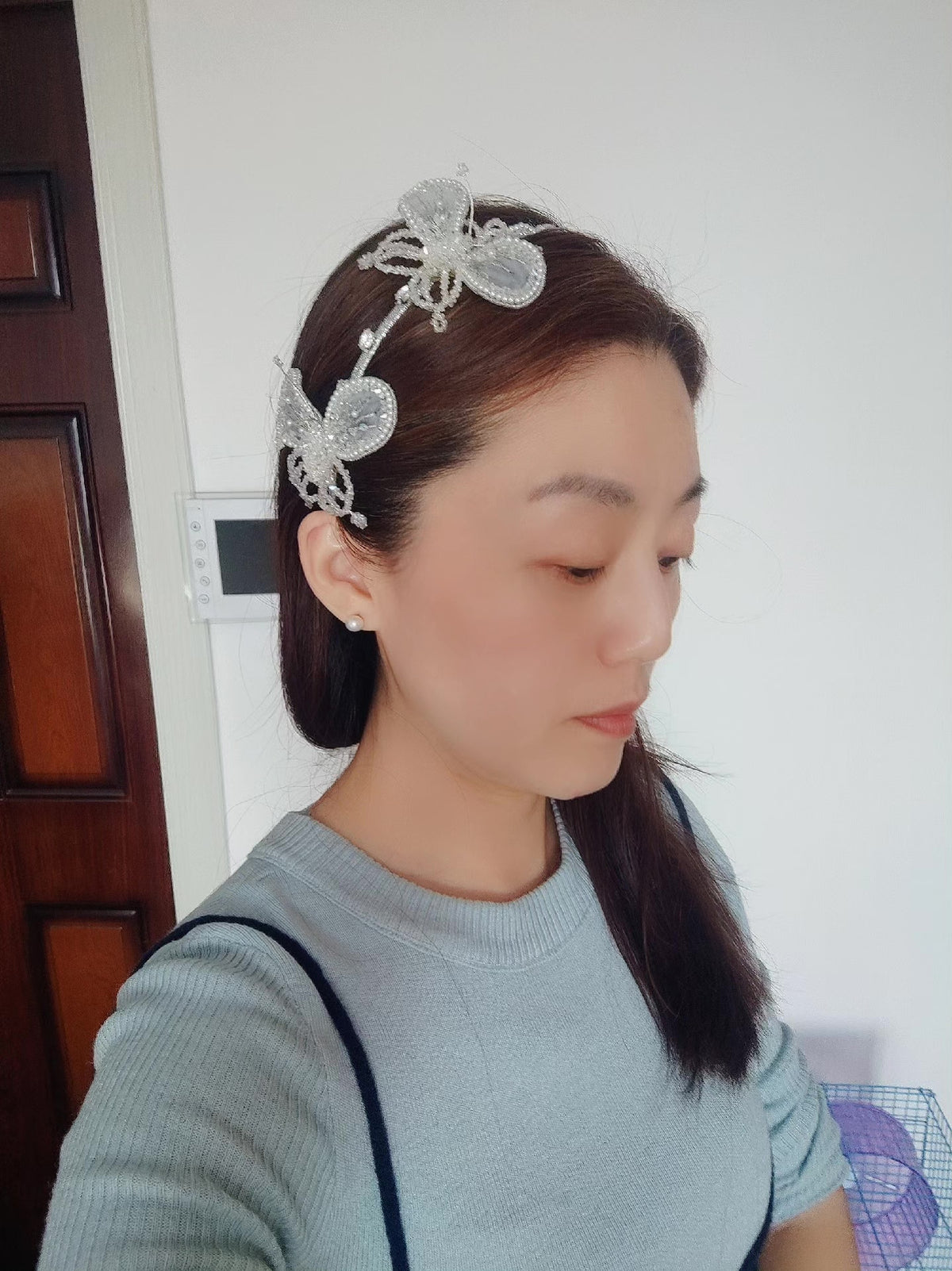 Butterfly Pearl Crystal Bridal Headband