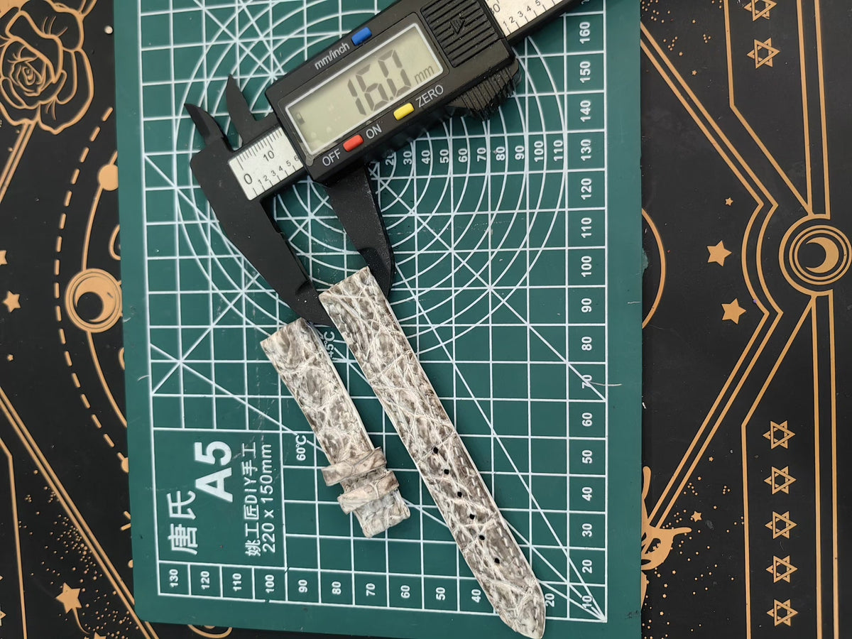 Handmade Crocodile Leather Watch Strap Black White