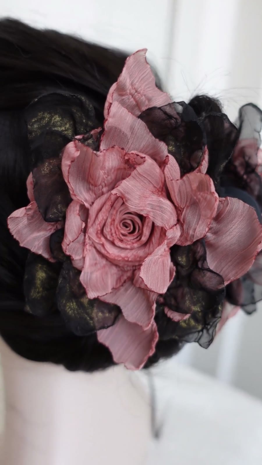 Fabric Rose Claw Clip Dusty Pink