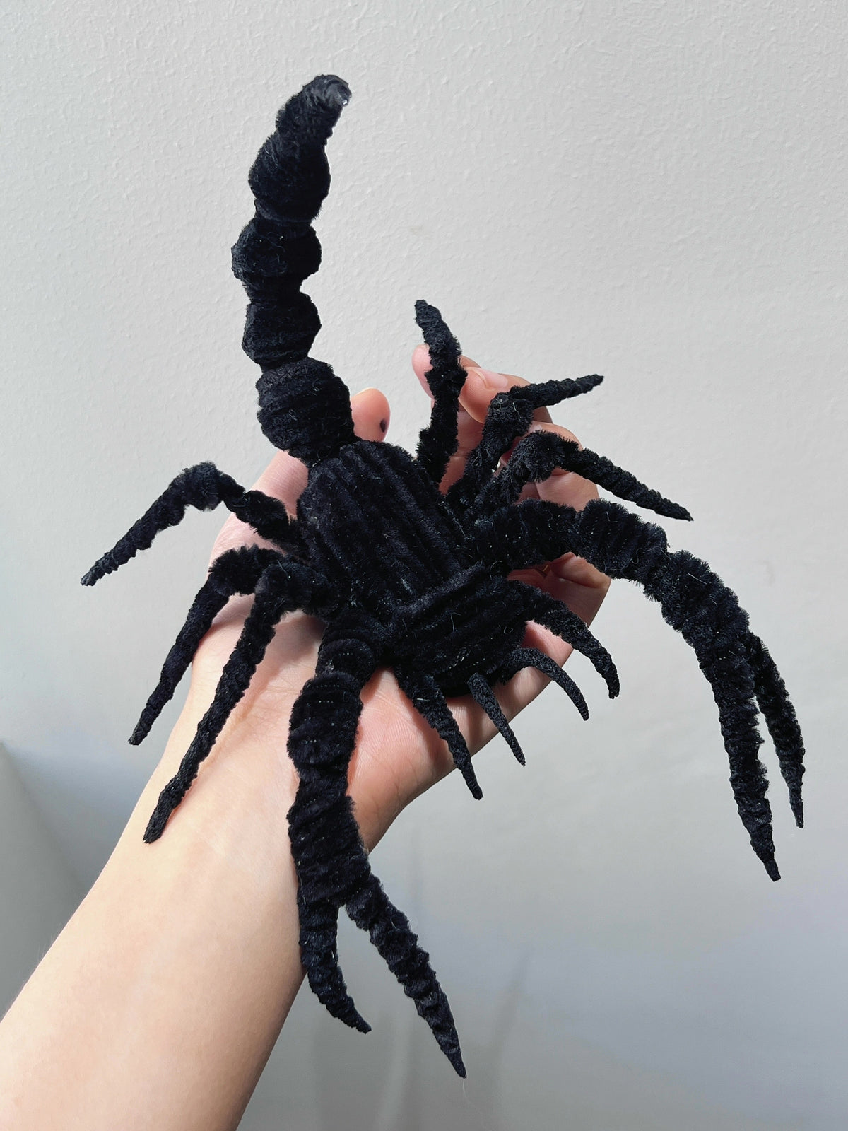 Posed Black Chenille Stem Scorpion Figure
