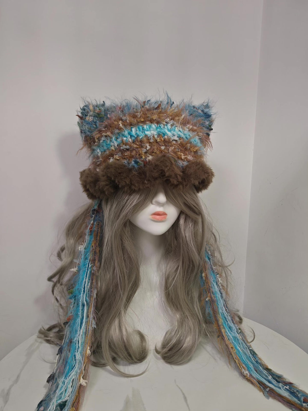Cat Ear Hat with Faux Fur Trim
