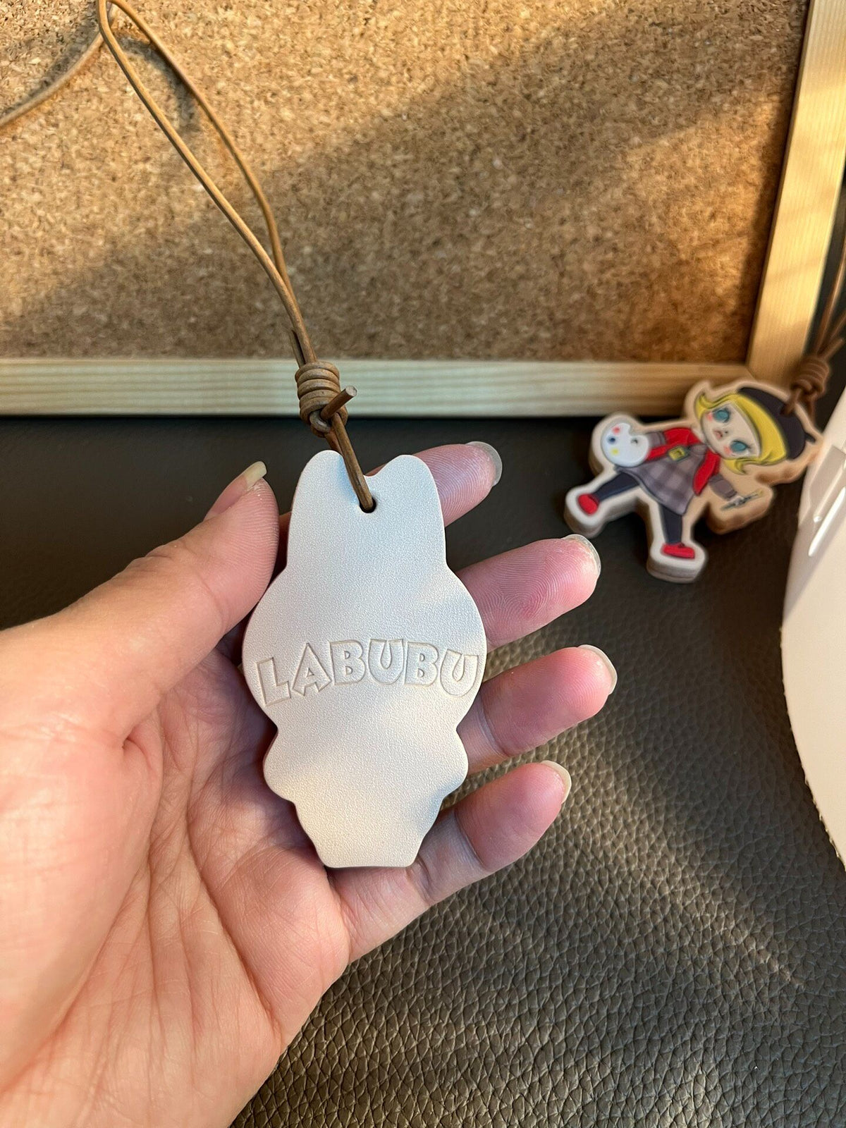 Labubu Leather Charm Bag Car Keychain