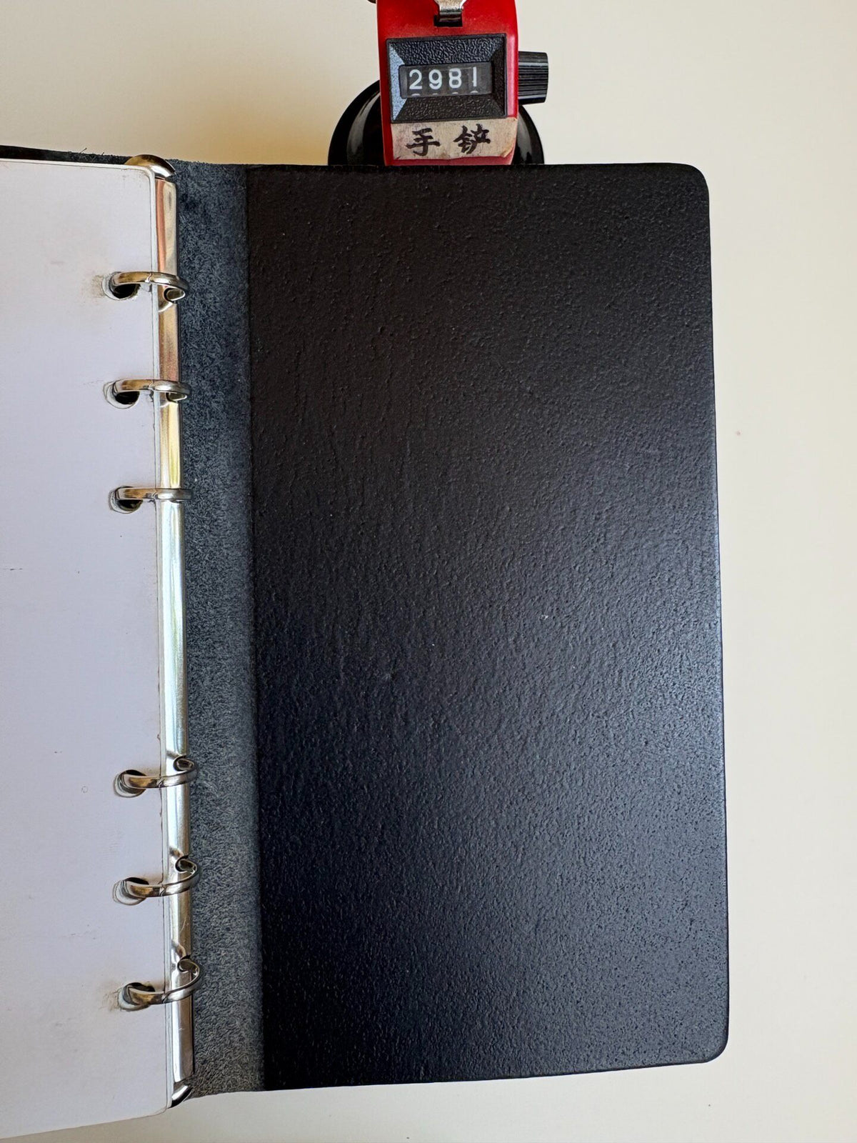 Black A6 Leather Six-Ring Binder Cover