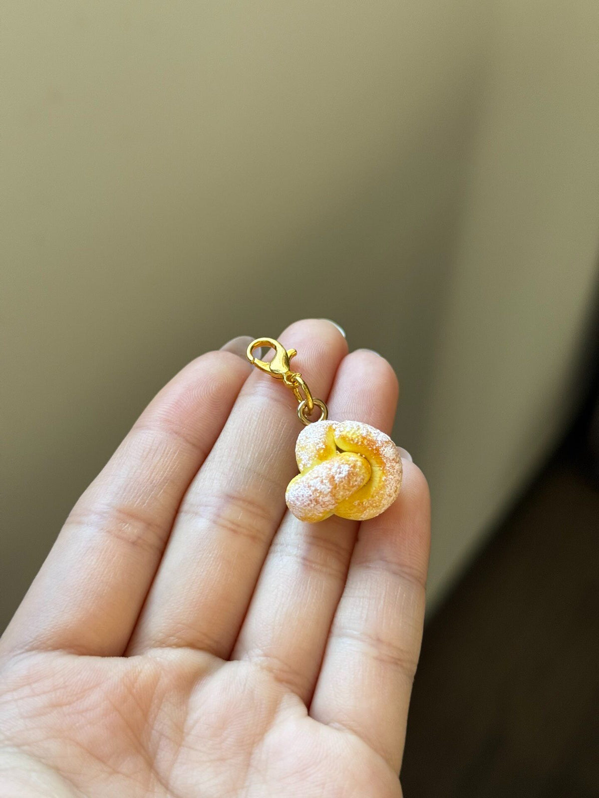 Miniature Pretzel Charm with Glossy Finish