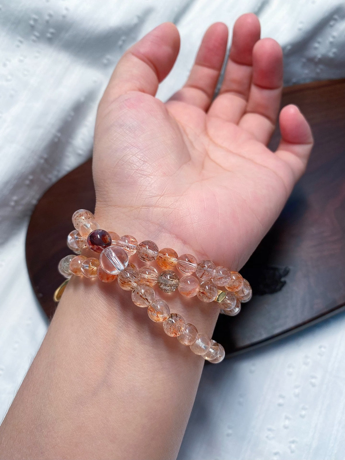 Natural Quartz Triple Wrap Bracelet 7mm