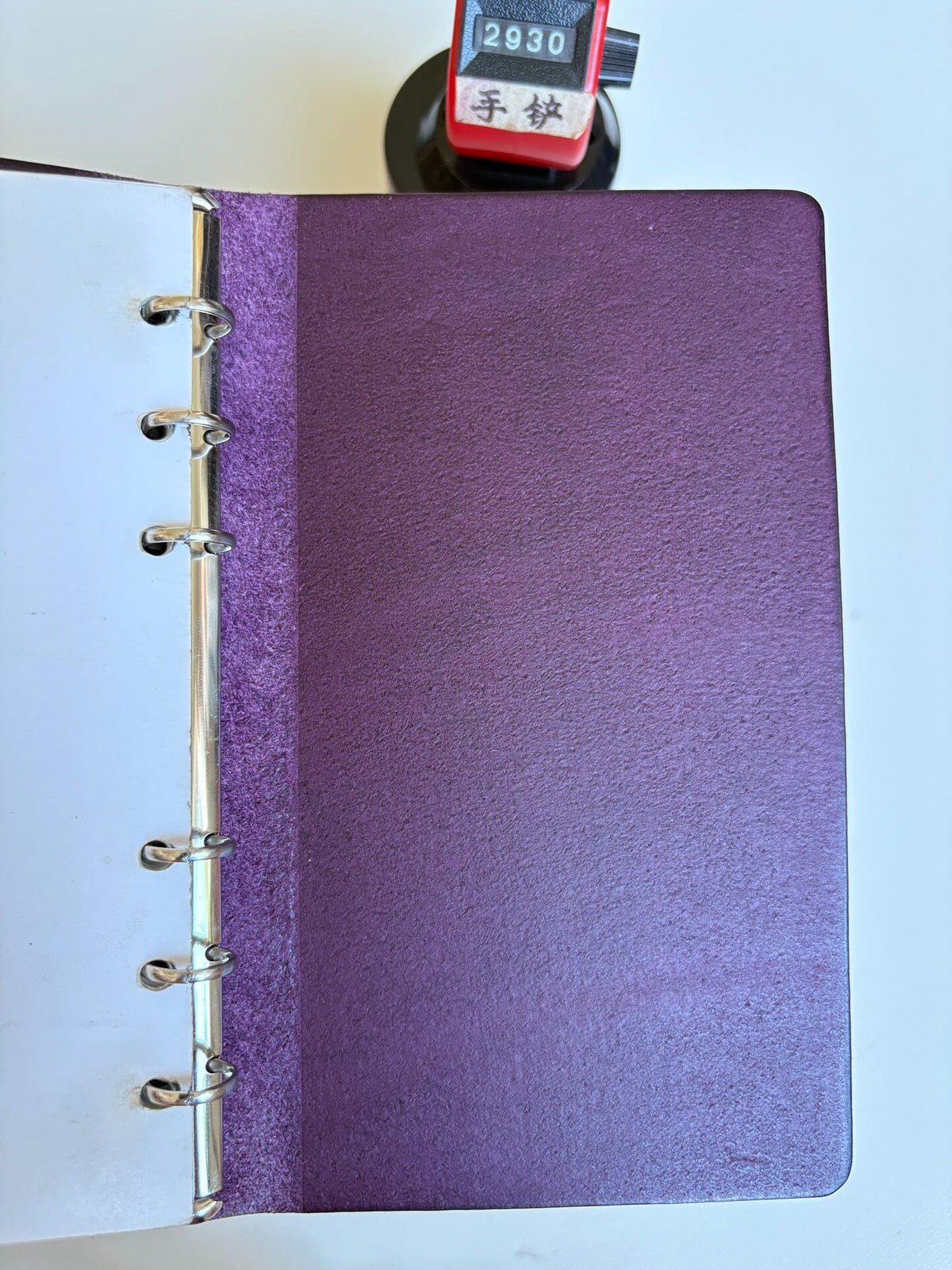 A6 Purple Leather 6-Ring Binder