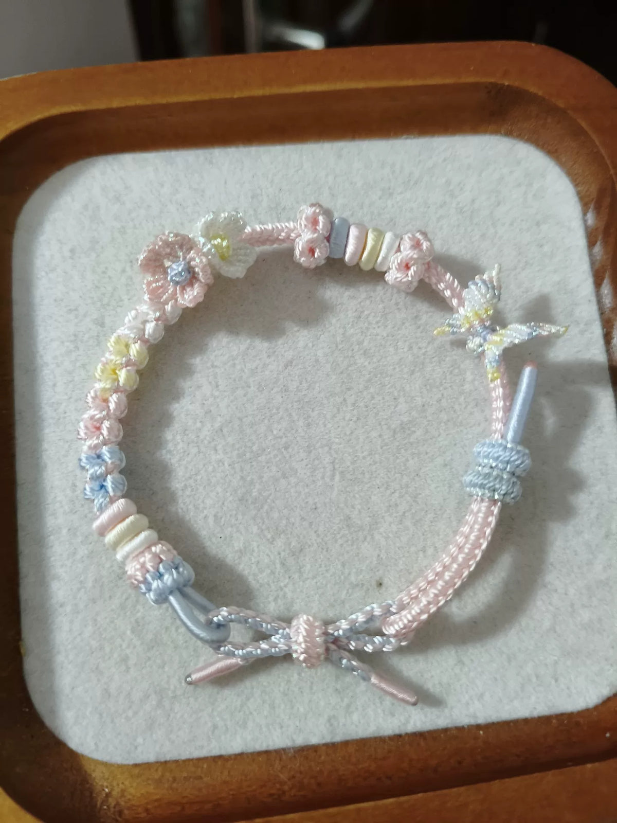 Handmade Braided Cord Bracelet Blue Pink Gradient