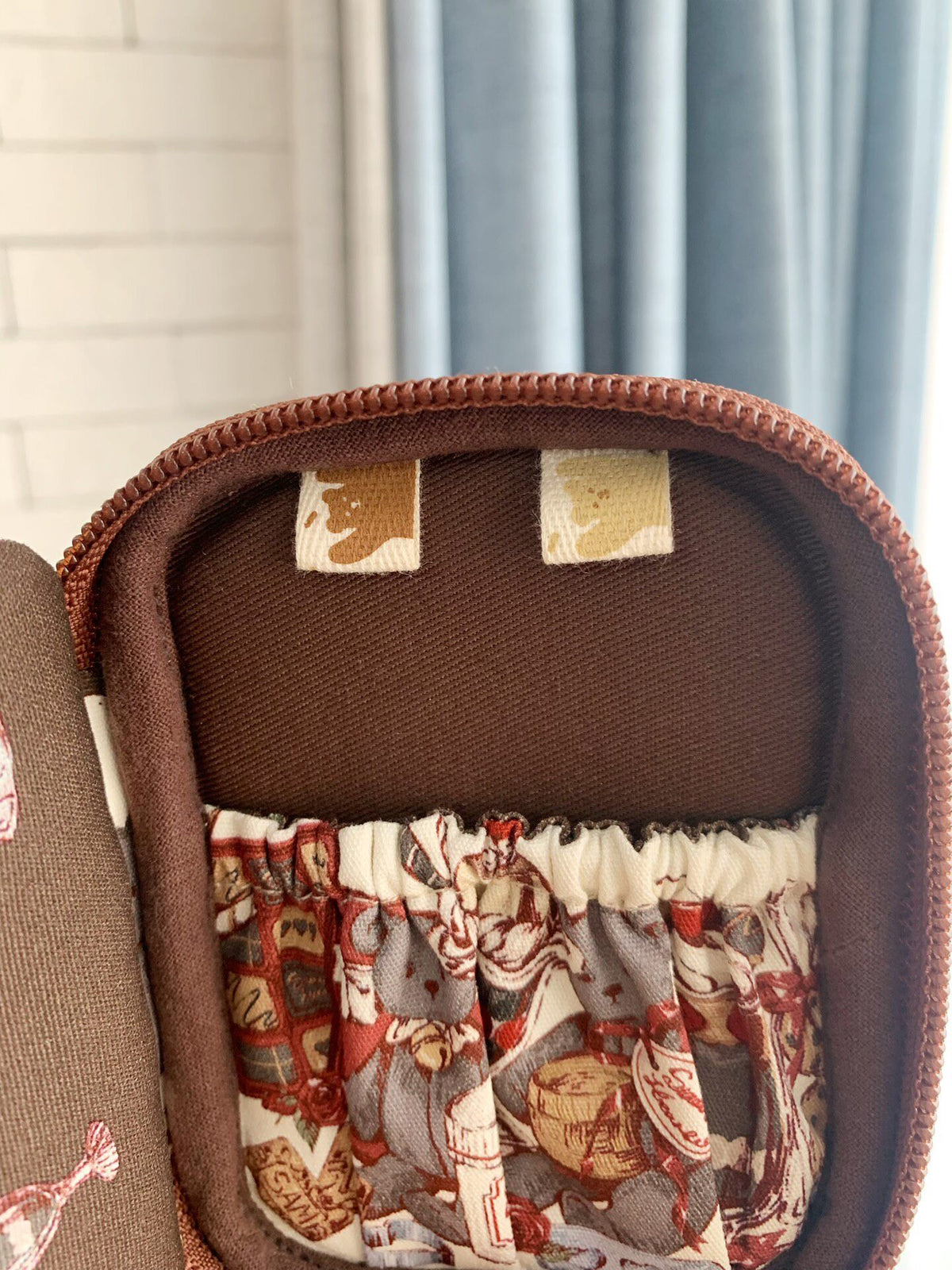Vintage Cotton Jewelry Case with Ring Holder