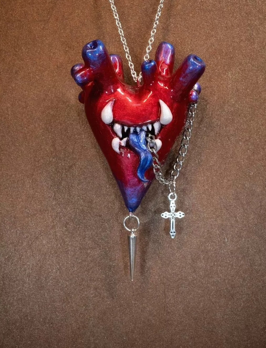 Gothic Heart Tentacle Pendant Necklace