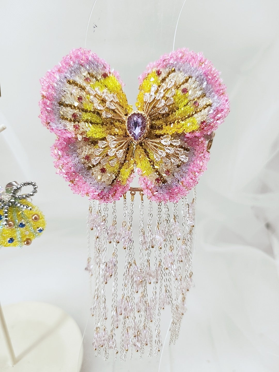 Handcrafted Beaded Butterfly Tassel Hair Clip