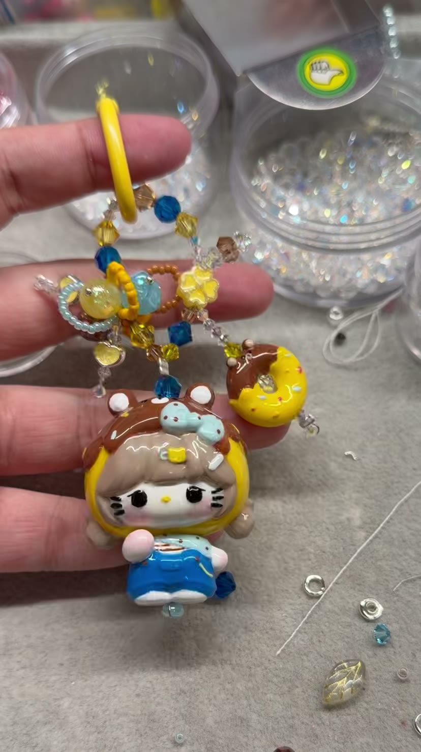 Handmade Rilakkuma Donut Beaded Phone Charm