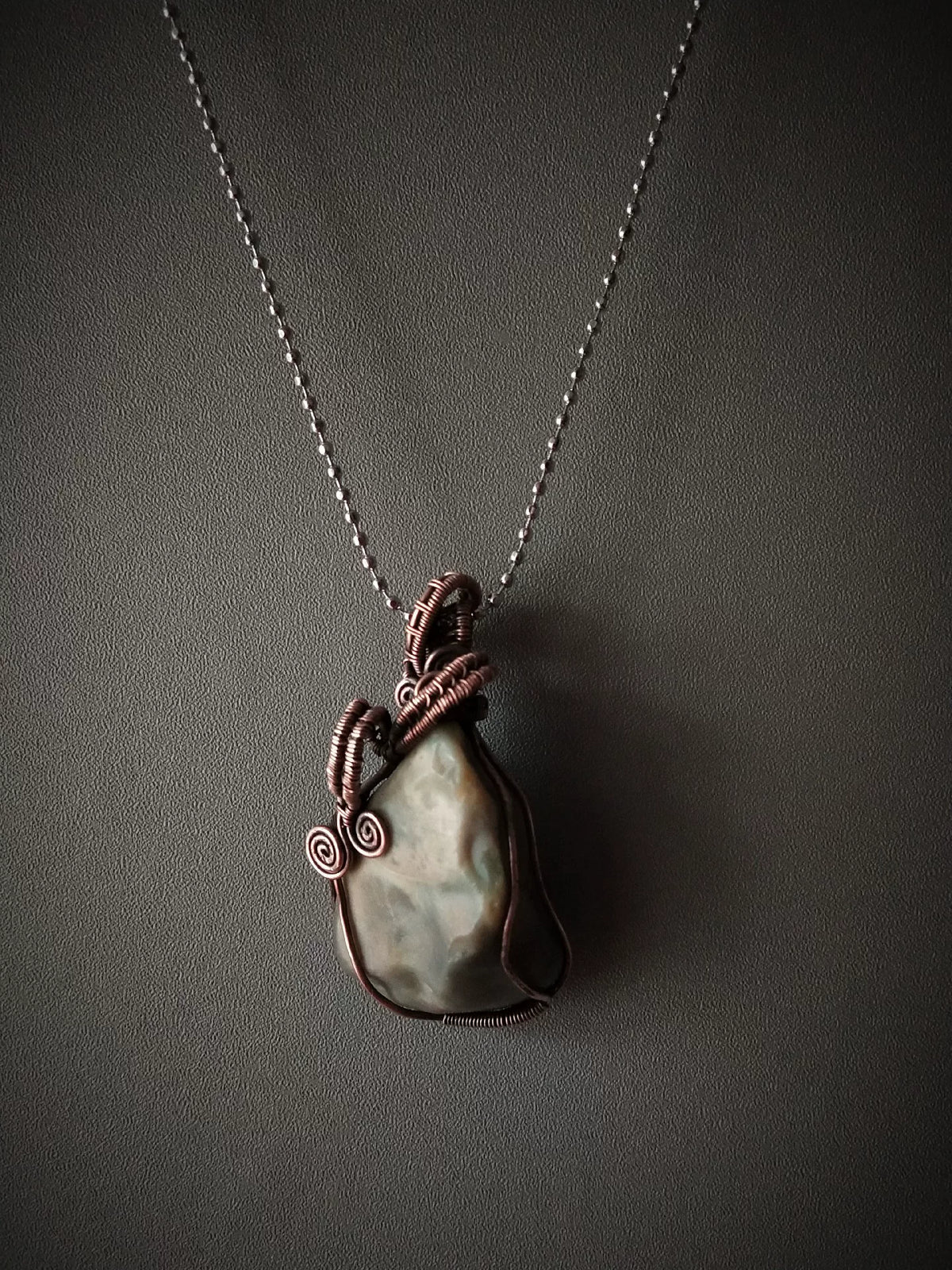 Copper Wire Wrapped Alashan Jasper Pendant