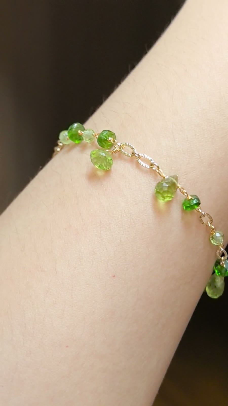 Peridot Diopside Gold Filled Bracelet