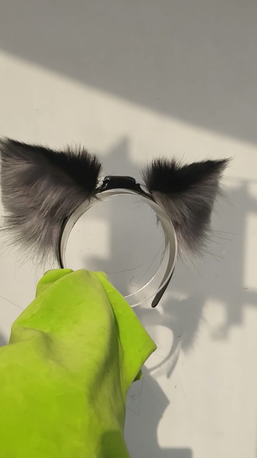 Motorized Cat Ears with Dark Gray Fur