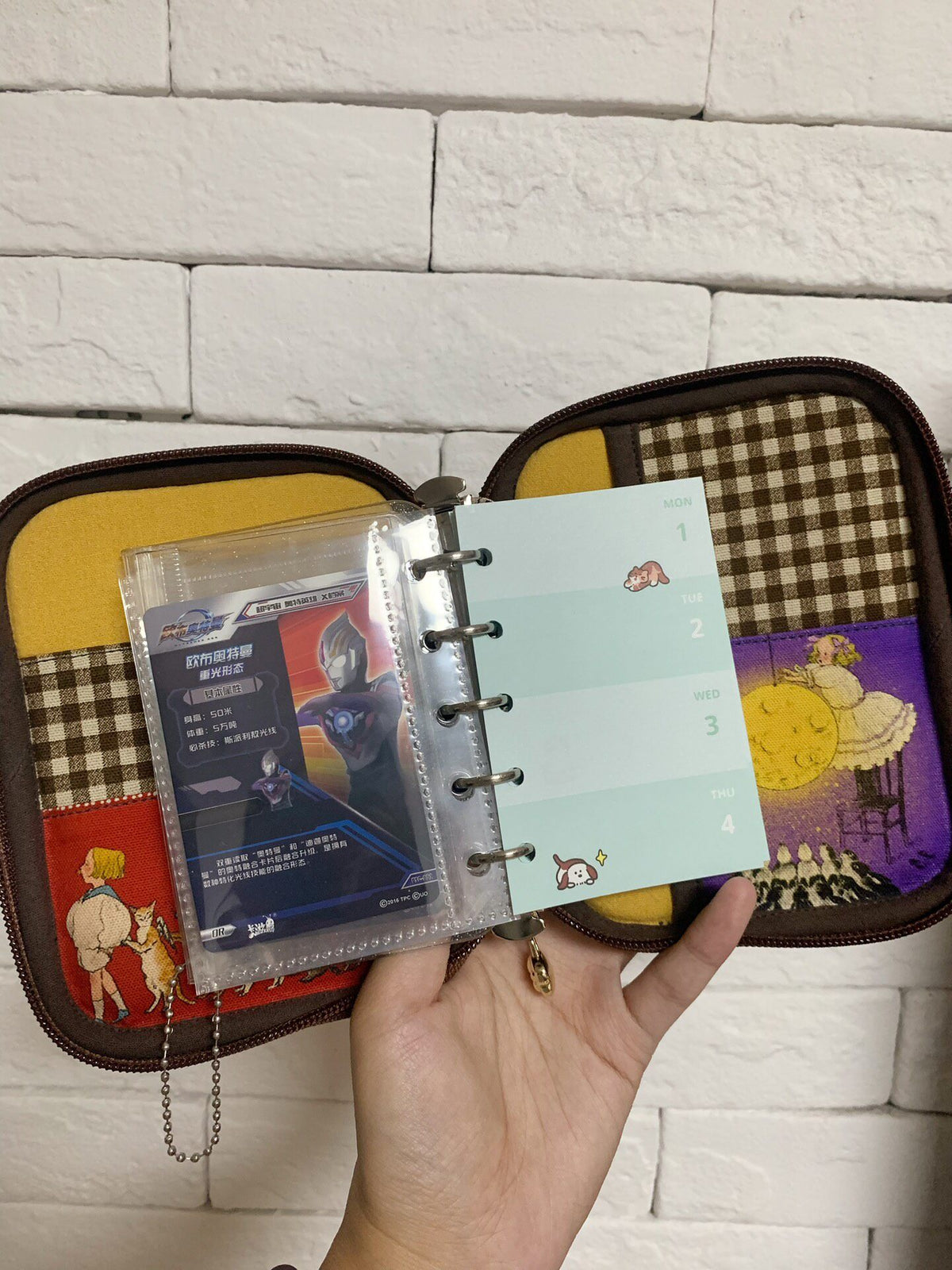 Oxford Cloth Zippered Pouch with Illustrations