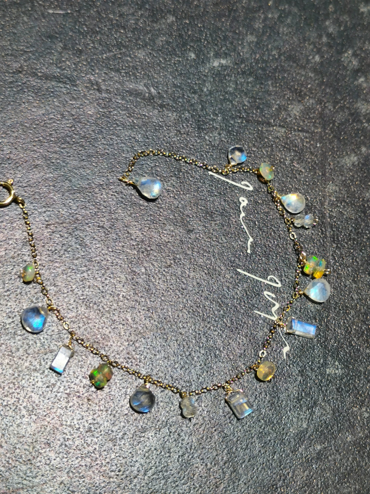 Adjustable Moonstone Opal Blue Flash Bracelet