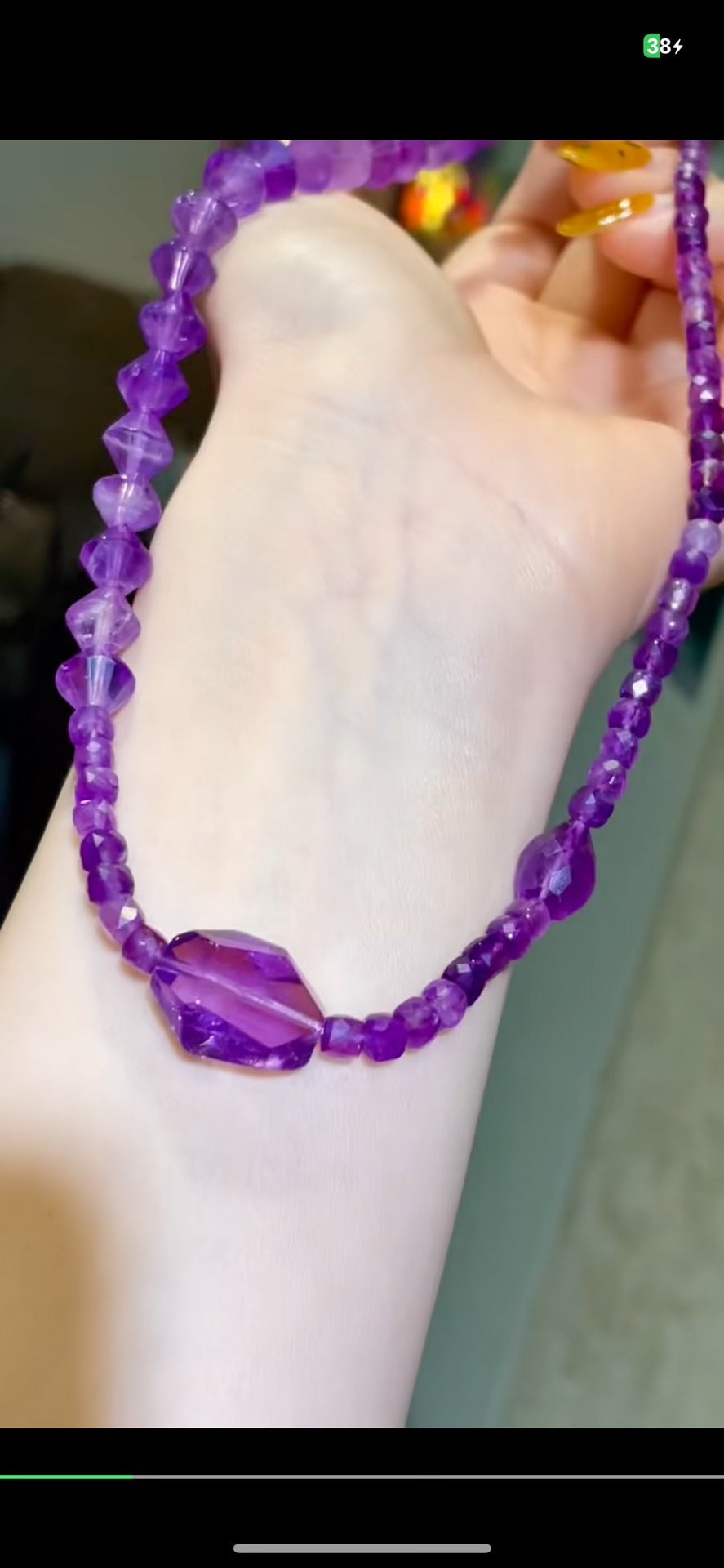 Amethyst Necklace with Freeform Crystal Centerpiece and Faceted Beads