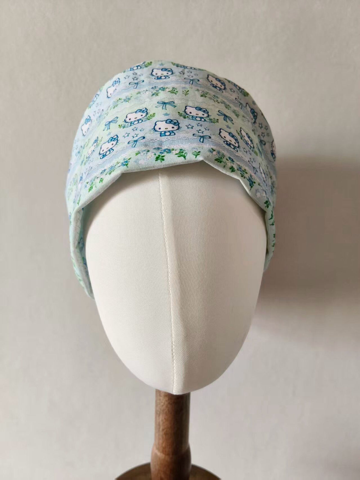 Teal Kitty Print Cotton Surgical Cap