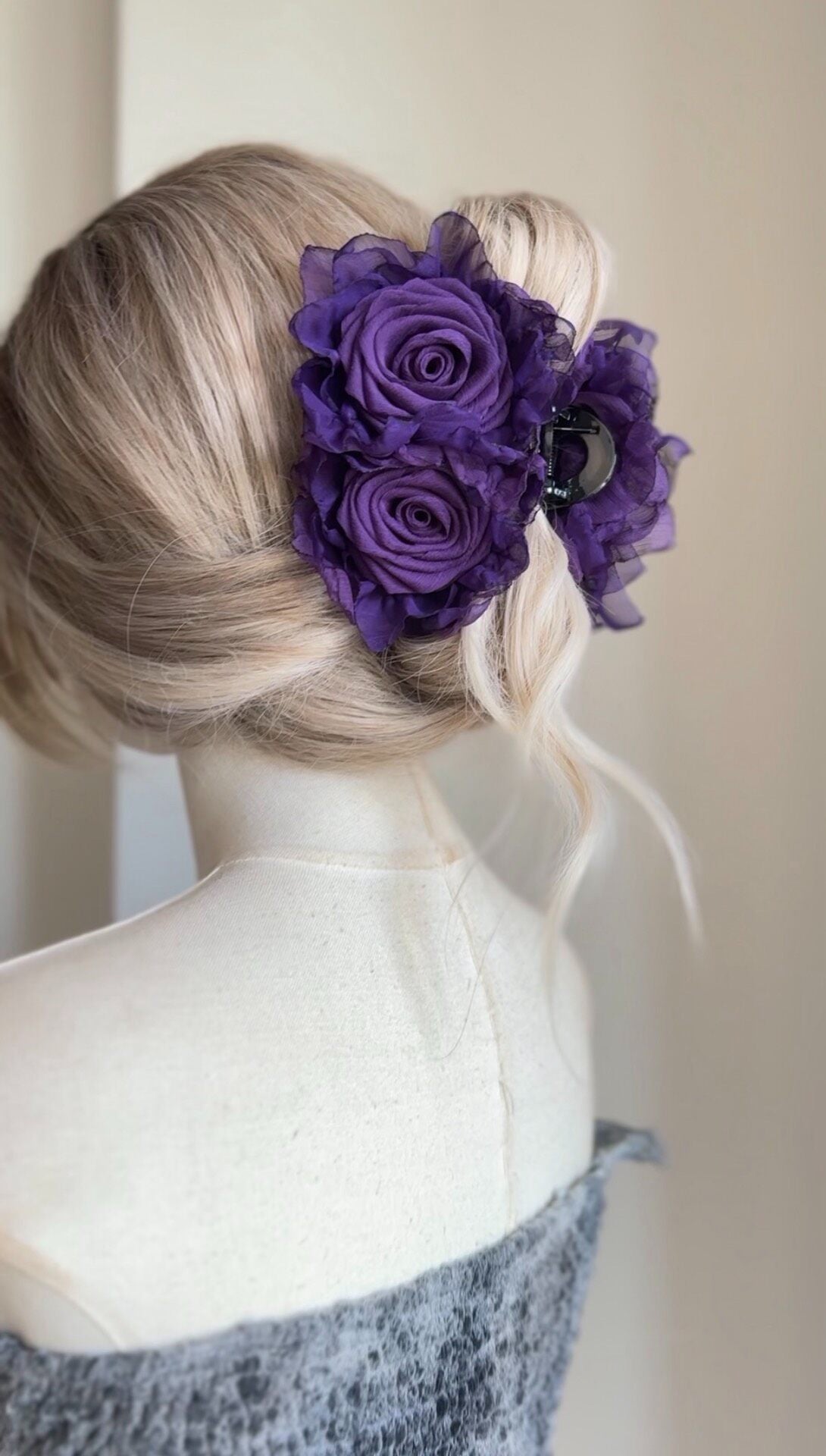 Handmade Fabric Rose Hair Clip