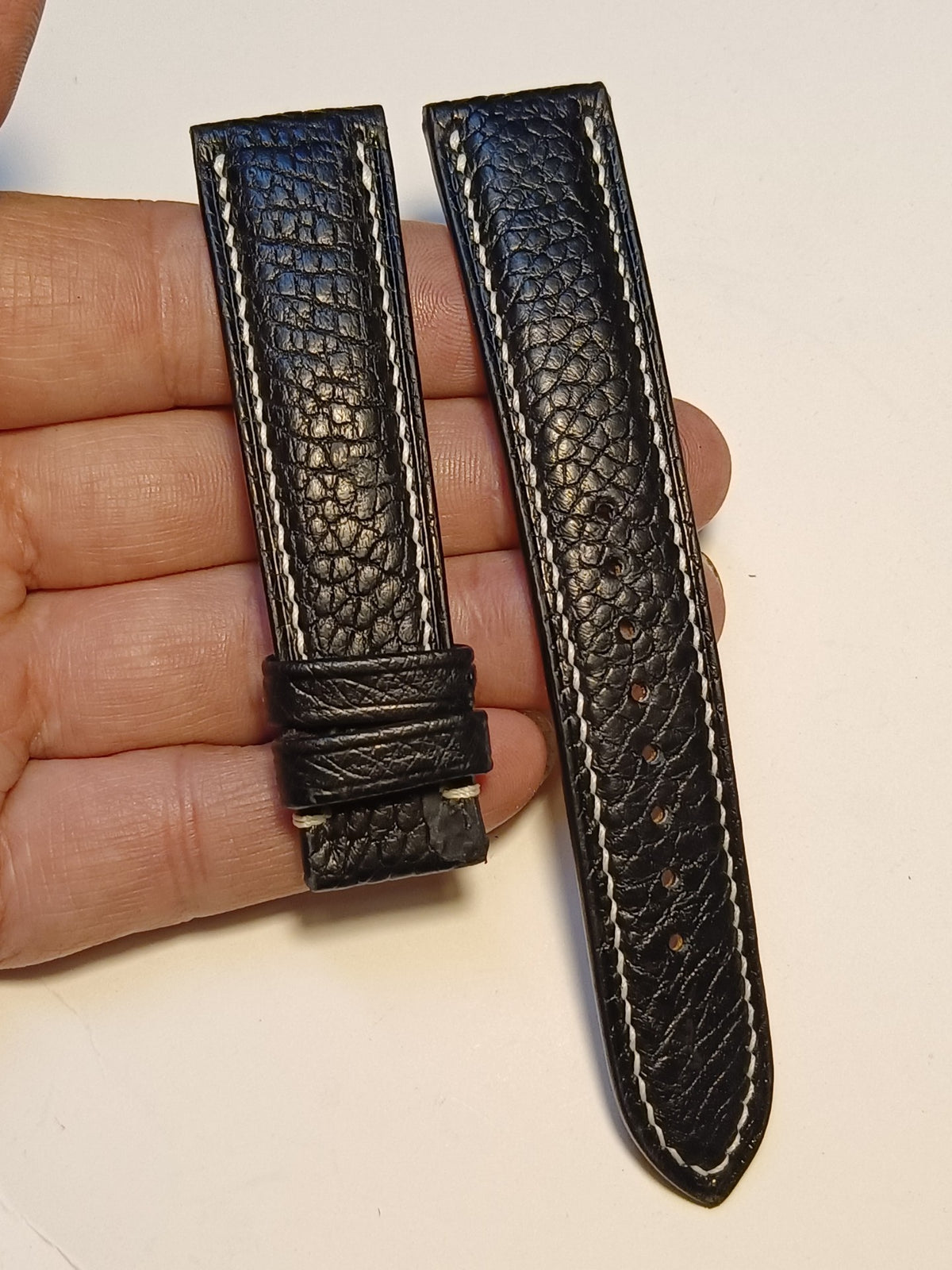Black Ostrich Leather Watch Strap 20mm