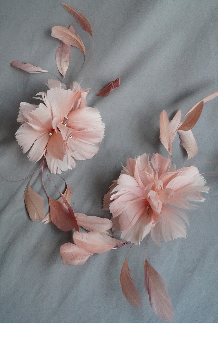 Pink Feather Bridal Hair Clip