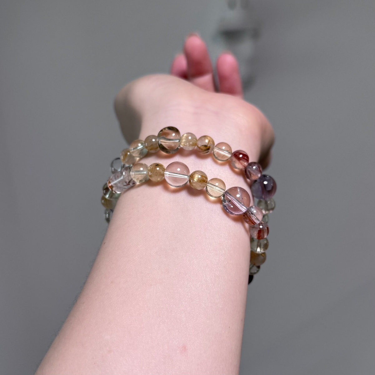 Double Loop Crystal Bracelet Set 8mm Beads
