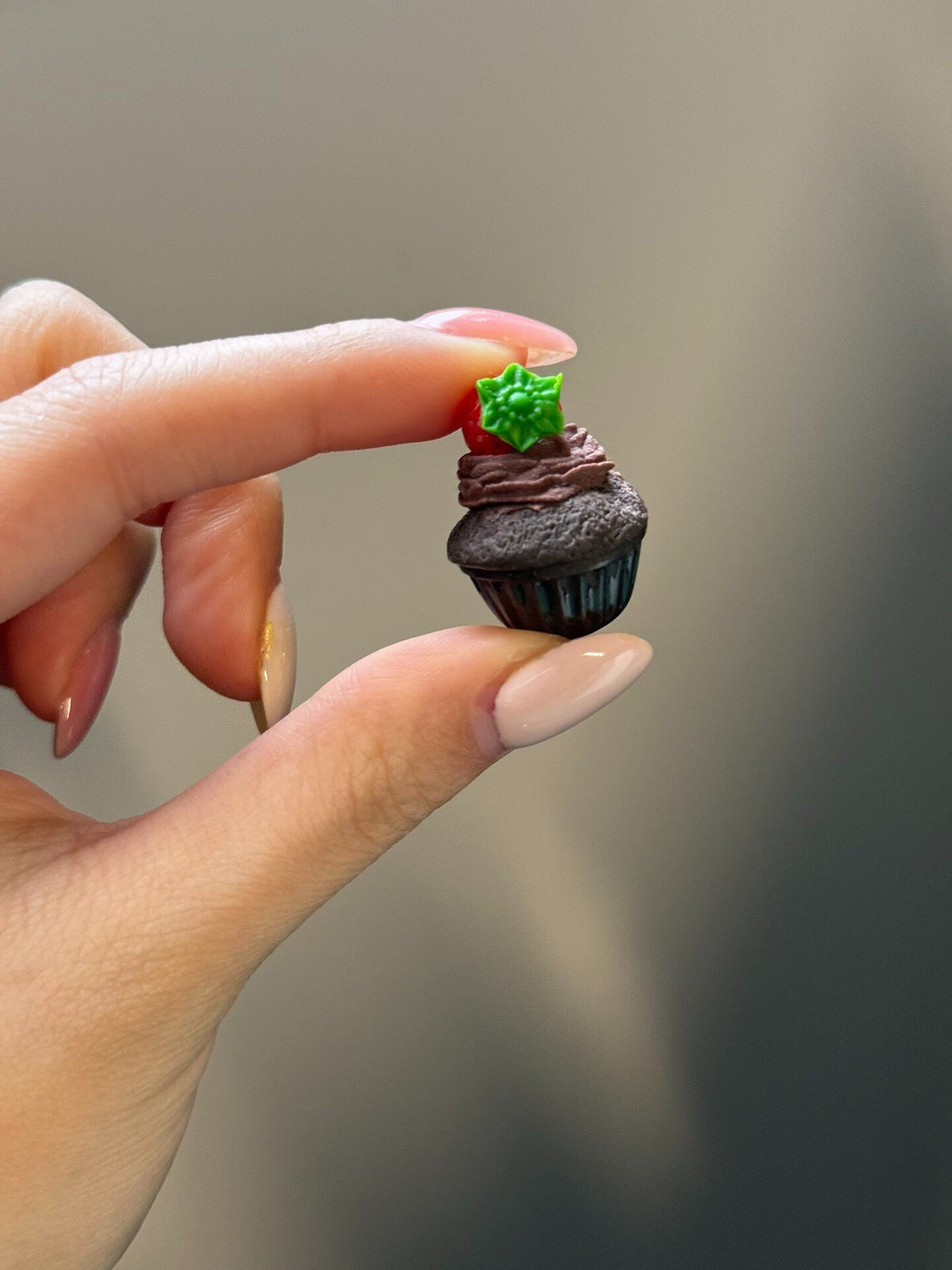 Miniature Clay Chocolate Strawberry Cupcake