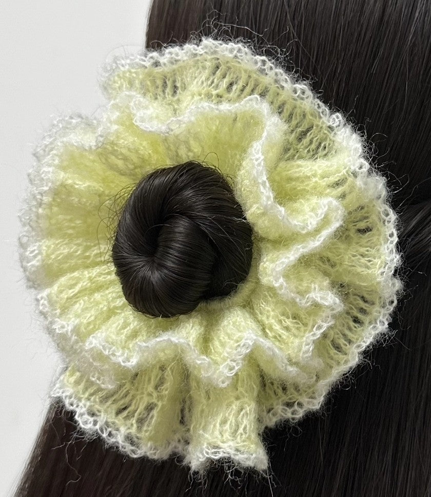 Handmade Crocheted Yellow Ruffled Hair Scrunchie
