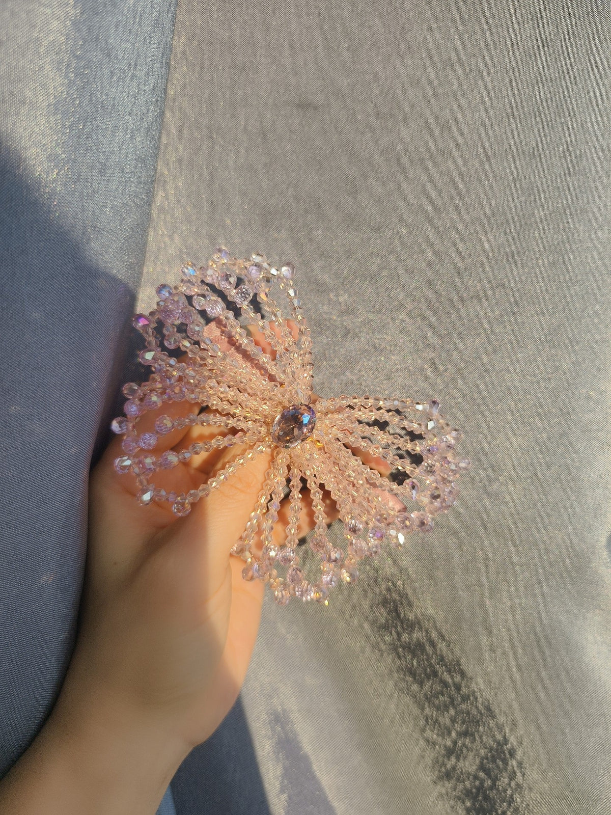 Iridescent Beaded Butterfly Hair Clip