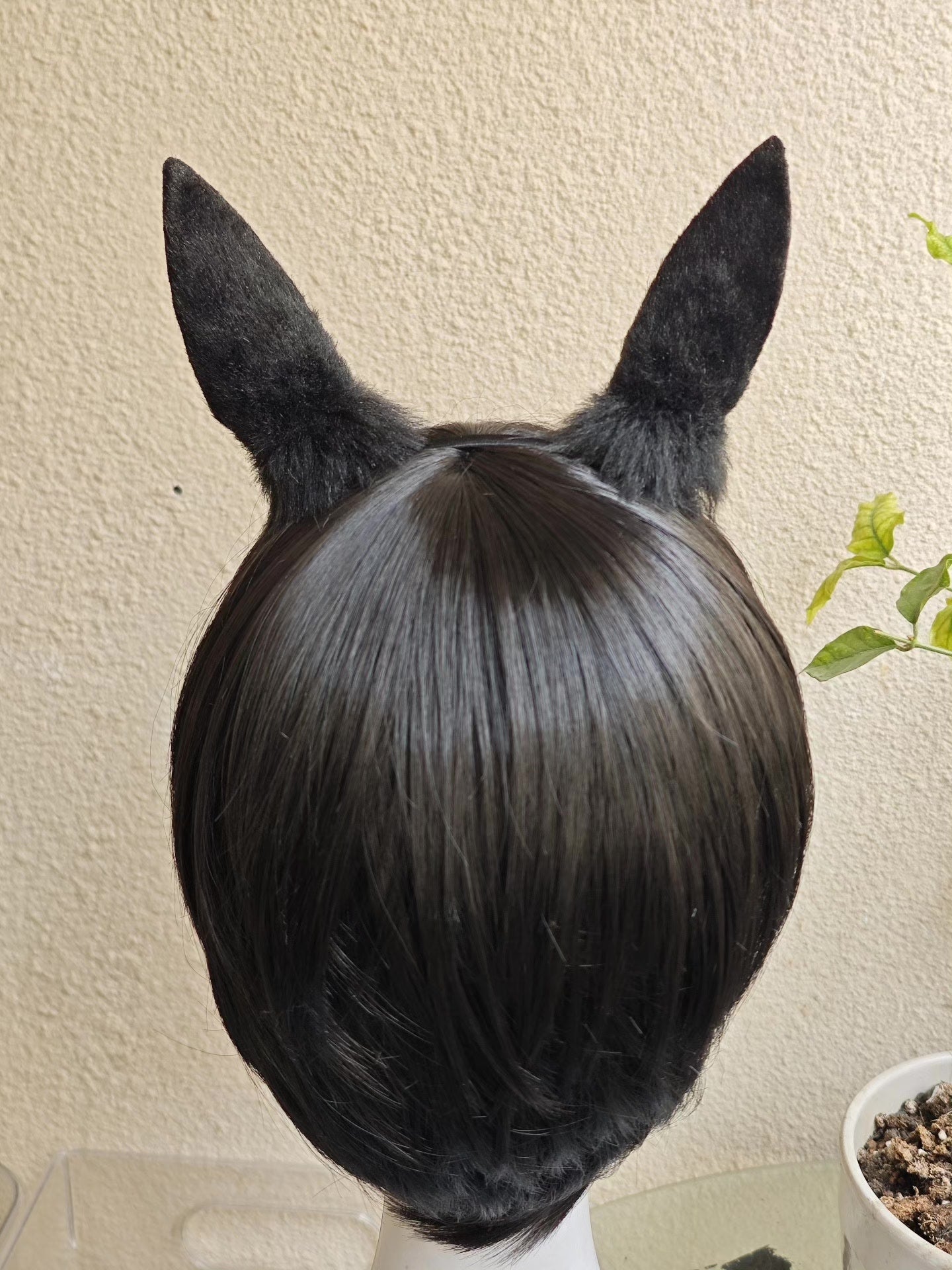 Black Plush Horse Ears Headband