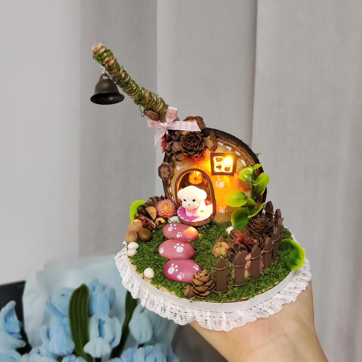 Handcrafted Bean Pod Dog House Diorama