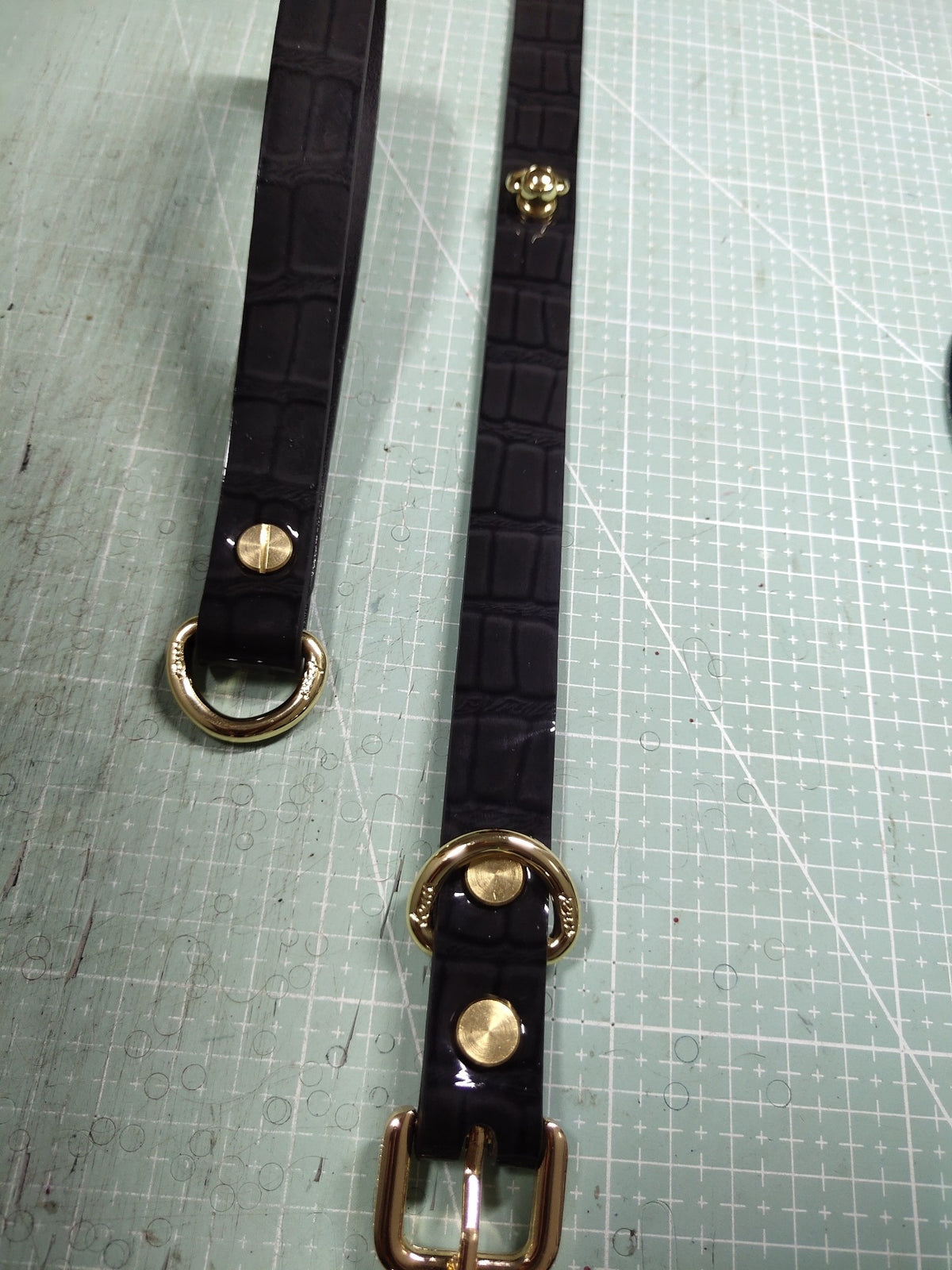 Black Crocodile Embossed Leather Pet Collar