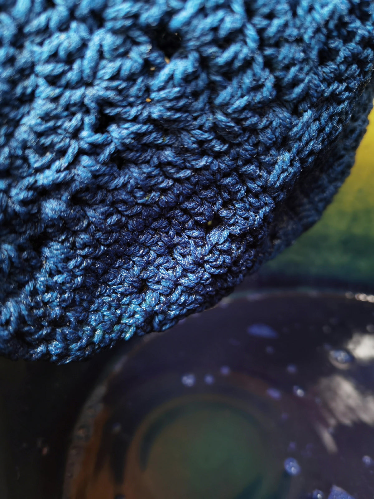 Mala de Ombro em Algodão com Crochet Ombré Índigo