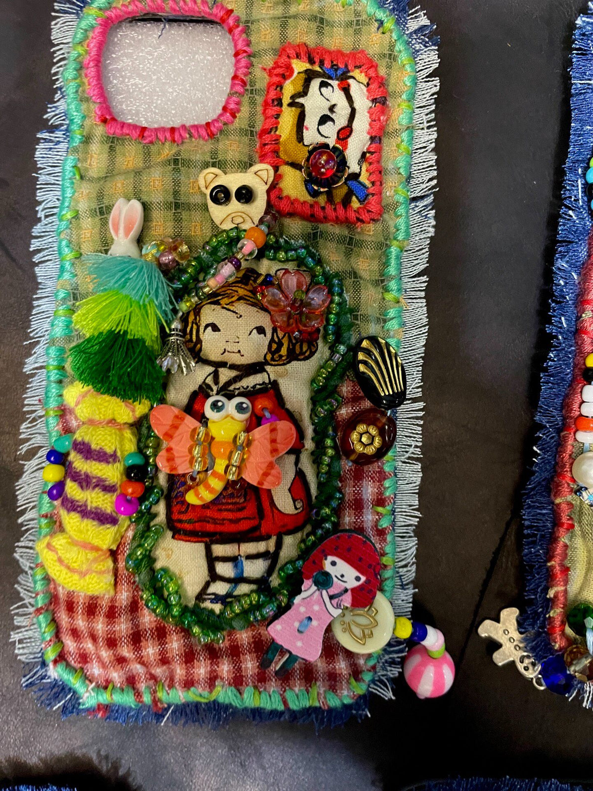 Handcrafted Beaded Fabric Phone Case