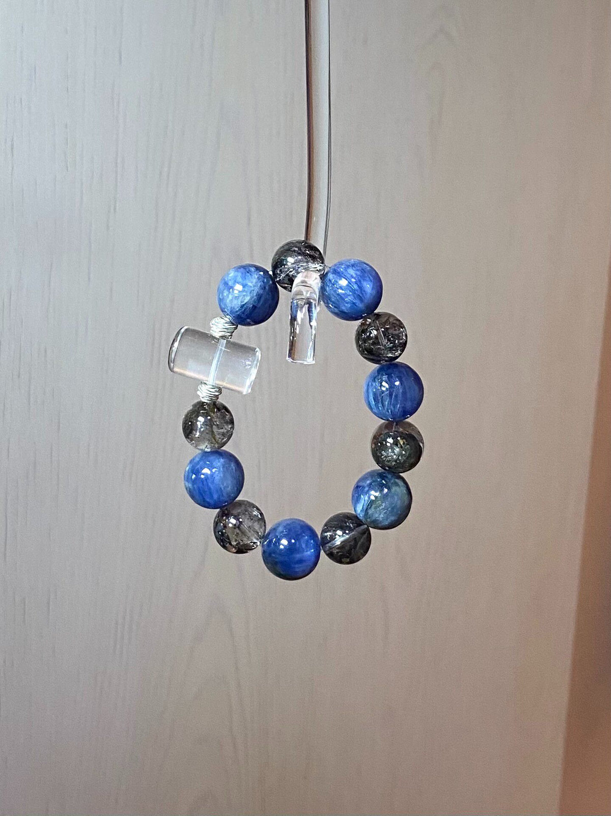 Black Phantom Quartz Kyanite Crystal Bracelet