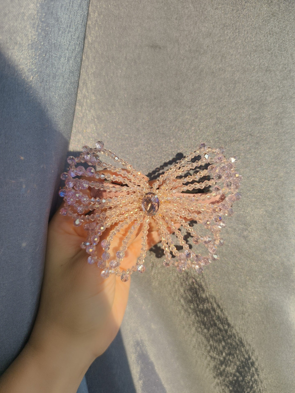 Iridescent Beaded Butterfly Hair Clip