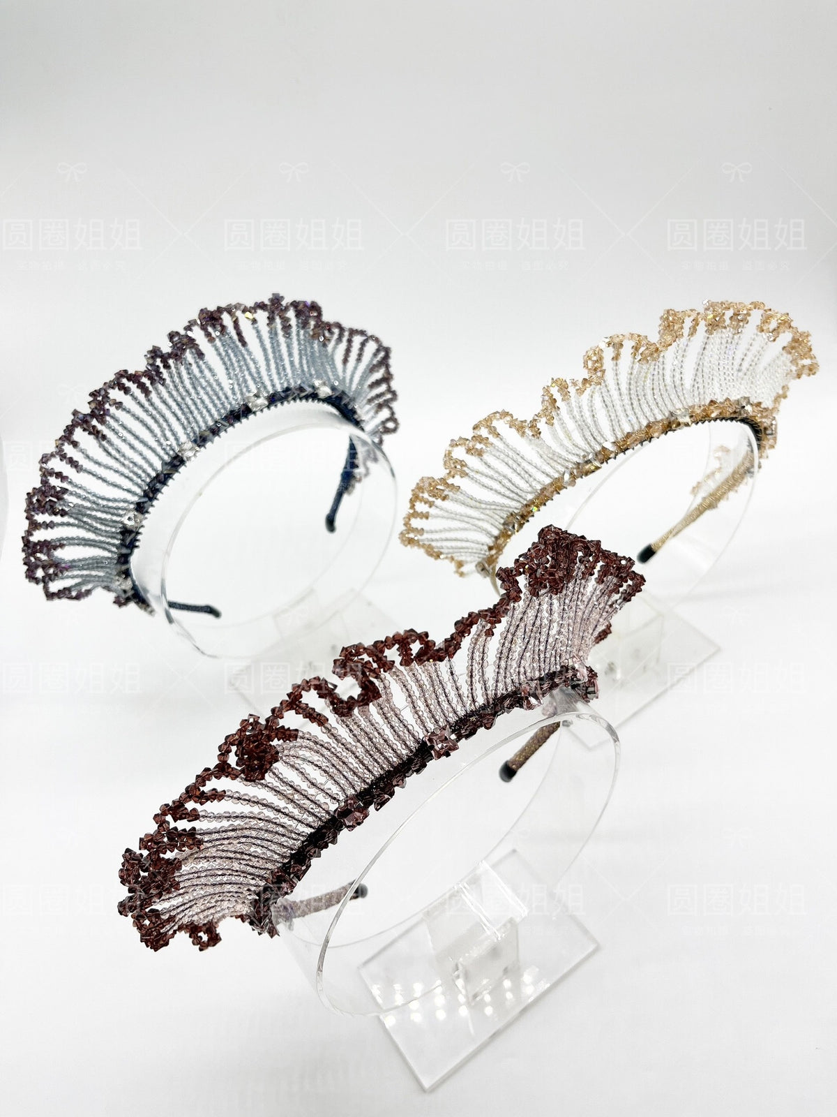 Crystal Crown Headband Three Color Set