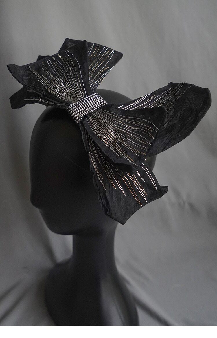 Textured Leather Bow Headband