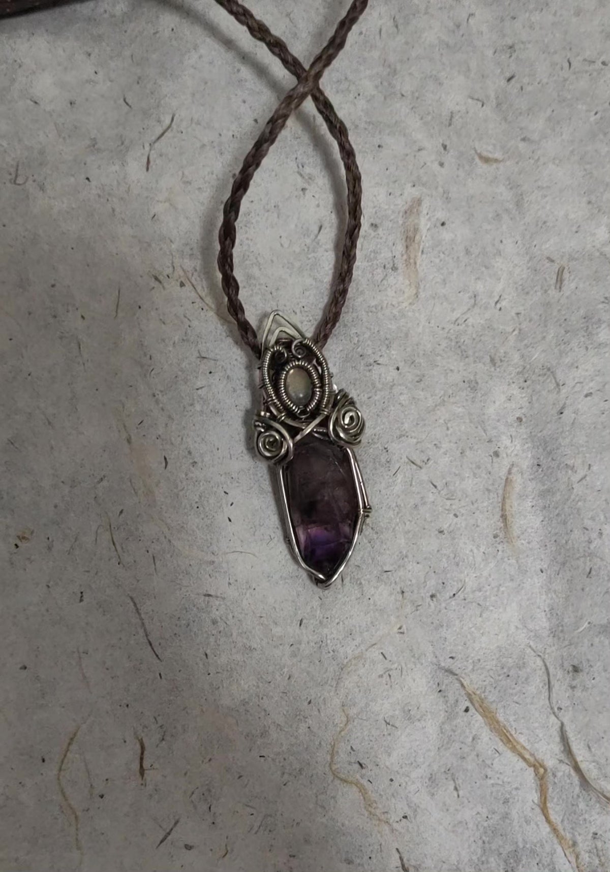 Raw Super Seven Crystal Wire Wrap Pendant