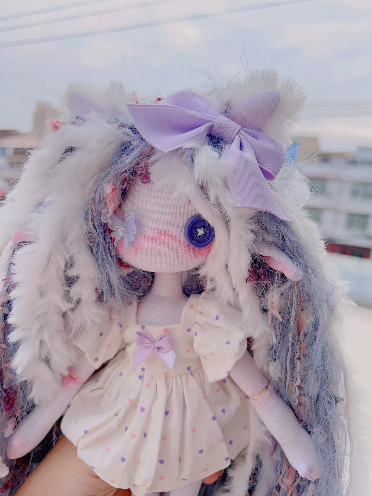 Handmade Cloth Doll with Button Eyes